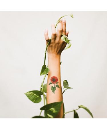 Oottati Waterproof Temporary Tattoo Stickers - 9 Sheets | Tulip, Sunflower, Rose, Nasturtium, Chrysanthemum Designs - Buy Online on SooperMarket.com