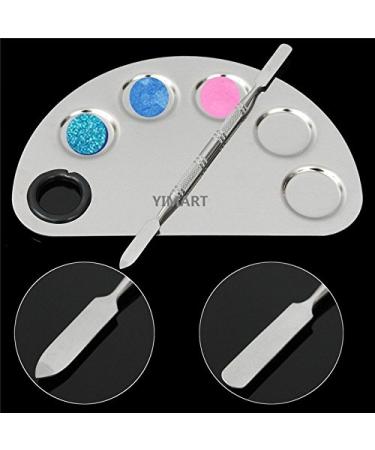 Yimart Stainless Steel Makeup Palette with 5 Mixing Holes and Spatula - Buy Online on SooperMarket.com