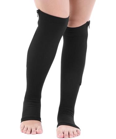 Calf Compression Stockings for Men & Women | Knee Support Socks for Varicose Vein Relief | Breathable Elastic Footstulps for Lymphedema (S/M) - Black - Buy Online on SooperMarket.com