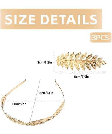 LEEQ Roman Goddess Headband - Headpiece Made of Gold Leaf Hairpin Women's Hair Band Gold Headpiece Bride Girls Laurel Wreath Hair Accessories Golden Wedding Boho Leaf Hair Crown Accessories 3 - Buy Online on SooperMarket.com