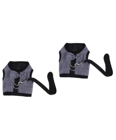 Minkissy 2pcs Small Pet Harness Dress Ferret Harness Small Animal Dress Bunny Vest Dress Chinchilla Costume Hedgehog Clothes Guinea Pigs Harness Vest Sundress Rabbit Size 1x2pcs Gray Black 2 pieces