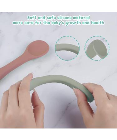 Vicloon 4 Pcs Silicone Baby Spoons - Self-Feeding Weaning Spoons for Kids, Toddlers, Children, Infants - Khaki Series - Buy Online on SooperMarket.com