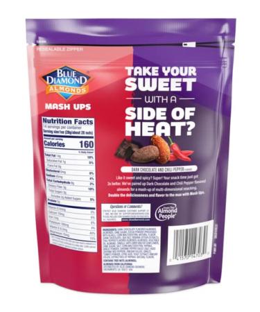 Blue Diamond Almond Mash Ups 14 oz Resealable Bag - Dark Chocolate & Chili Pepper Snack Nuts - Buy Online on SooperMarket.com