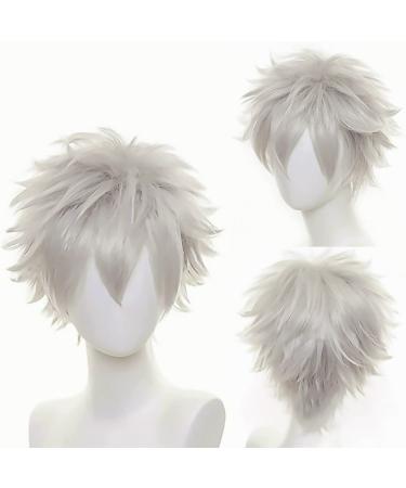 YEESHEDO Unisex Short Bob Anime Cosplay Wigs Full Natural Layer Straight Fluffy Hair Costume Party Fancy Dress Wig for Women Men Boy Girls (Silver Gray)