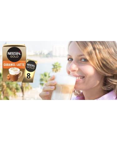 Nescafe Gold Instant Coffee Sachets Contains 48 Caramel Latte Sachets Bundled With 48 x Temas Store Coffee Stirrers & 1 x Reusable Coffee Cup| Coffee Gift Set | Coffee Sachets Individually Wrapped - Buy Online on SooperMarket.com