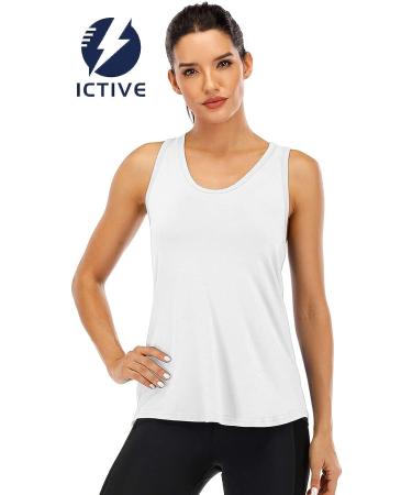 ICTIVE Sleeveless Yoga Tank Top for Women - Mesh Racerback Muscle Tank, White, Size Medium - Buy Online on SooperMarket.com