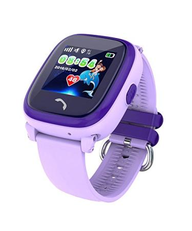 Vidimensio GPS phone clock Small dolphin violet bracelet: Schw/Pink without listening function/with a safe German server/waterproof SOS emergency call+telephone function/instructions+o'clock+app+support: German Violett -O