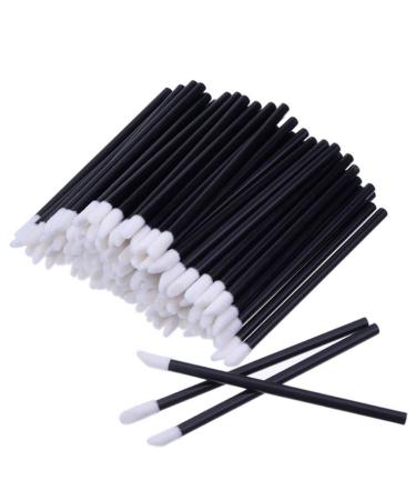 100Pcs/Set Disposable Lip Brushes Lipstick Gloss Wands Applicator Lipstick Tester Disposable Lip Gloss Brush Eye Lash Brush Makeup Tool Black