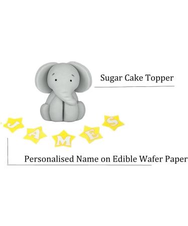 Personalised Elephant Cake Topper - Edible Fondant Safari Jungle Cupcake Decorations with an Edible Glue - Kids Birthday Supplies - Buy Online on SooperMarket.com