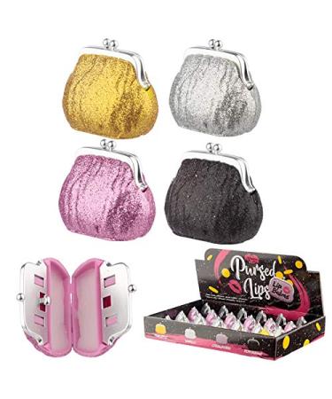 Puckator Lip Balm in Glitter Purse Holder - Lip Care Stick Balms Chapstick Holiday Essentials For Women Family - Lipbalm Moisturiser Exfoliator Cream - Pretty Cute Lip Blam Bam