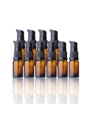 Empty glass bottles brown 5 pieces 10ml refillable glass bottles Lotion donor brown las bottle with pump essential oils bottle travel bottle cream lotion bottle pump bag