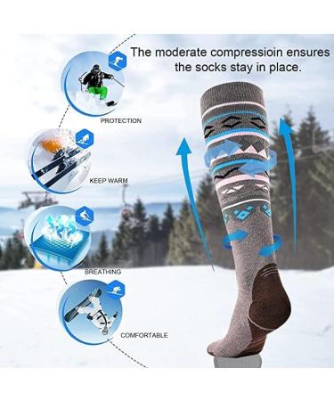 Tonifay Merino Wool Ski Socks for Men Women & Children - Warm Breathable Knee Socks for Skiing & Snowboard - Couples 2-Pack Size 43-47 - Buy Online on SooperMarket.com