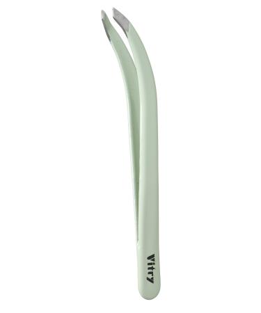 Vitry Coloured tweezers "Club" slanted and angled tips 1 piece light green