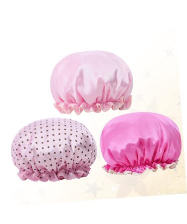 FRCOLOR Hair Bonnet 3pcs Women's Shower Cap Set | Double Layer Bath Visor for Curly Hair | Waterproof & Elastic Bathing Caps - Buy Online on SooperMarket.com
