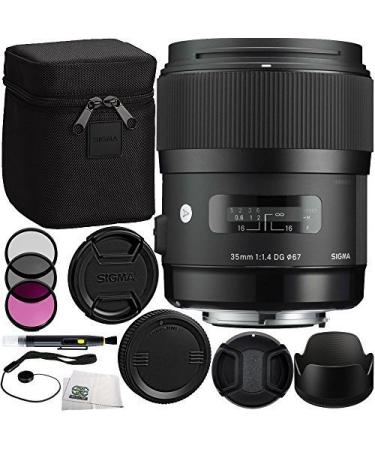 Sigma 35mm f/1.4 DG HSM Art Lens (for Canon DSLR Camera) Bundle Includes Manufacturer Accessories + 3 PC Filter Kit + Lens Cap + Lens Pen + Cap Keeper + Microfiber Cleaning Cloth
