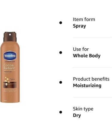 Vaseline Intensive Care Cocoa Radiant Spray Moisturiser with Vaseline jelly for very dry skin 190 ml (Pack of 4) - Buy Online on SooperMarket.com