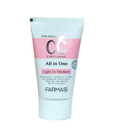 Farmasi CC Cream with Multi-Minerals | Natural Flawless Finish | Medium to Full Coverage | SPF 25 | All-Day Hold | 50 mL (Light to Medium) - Buy Online on SooperMarket.com