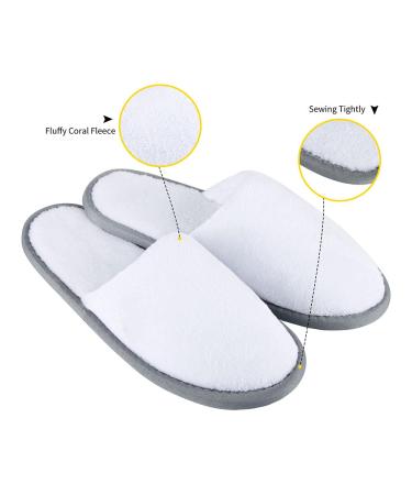 Spa Slippers Closed Toe - 12 Pairs Disposable Hotel Indoor Fluffy Coral Fleece - White 12 Pair Pack - Buy Online on SooperMarket.com