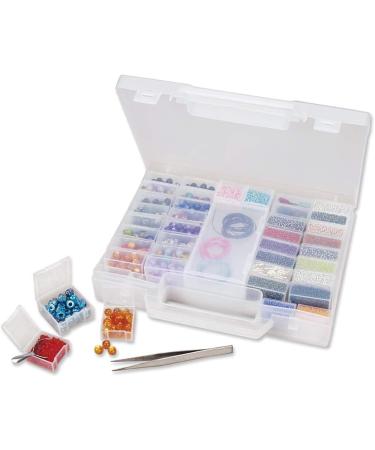 55-Piece Bead Organizer Carrying Case with Removable Compartments, Scoop, and Tweezer - Buy Online on SooperMarket.com