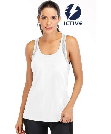 ICTIVE Mesh Racerback Workout Tank Top for Women - White | Loose Fit Yoga Top with Open Back Design - Medium - Buy Online on SooperMarket.com