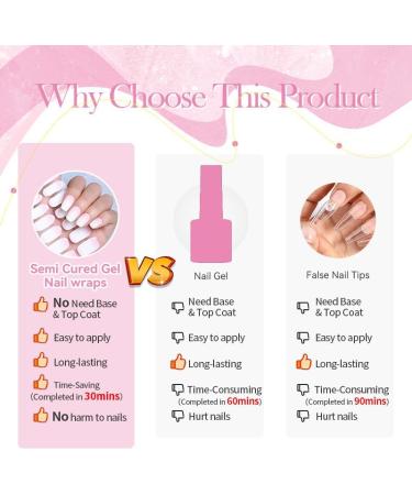 French Semi Cured Gel Nail Strips - 20 Self-Adhesive Stickers for French Tip Manicure - Salon-Quality UV/LED Lamp Required - Buy Online on SooperMarket.com