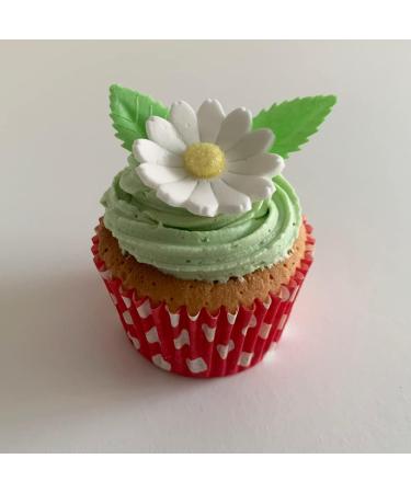 Holly Cupcakes 6 Beautiful Sugar Daisies & 12 Pretty Edible Wafer Leaves - Buy Online on SooperMarket.com