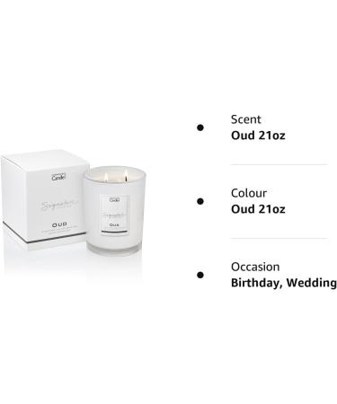 Luxury Scented Candle Gift for Women | Natural Wax Blend | 65 Hours Burn Time | Hotel Collection - Oud (21oz) by The Copenhagen Company - Buy Online on SooperMarket.com