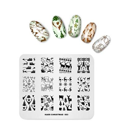 Alexnailart Nail Art Stamping Plate Template Christmas theme Elk Sled Gift Pattern DIY Nail Art Image Stamp Stamping Plates Manicure Print Tool CH003