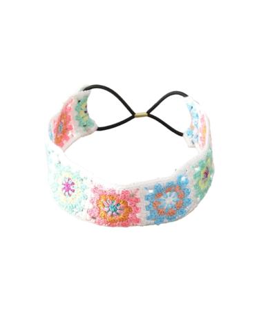 JSGHGDF Floral Knitted Headband for Women Stretch Turban Floral Crocheted Granny-square Ethnic Tie Head Wrap Headband Sun flower headband
