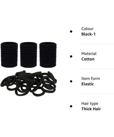 ILamourCar 50 Seamless Cotton Hair Elastics for Girls, Babies, and Women - Black - Buy Online on SooperMarket.com