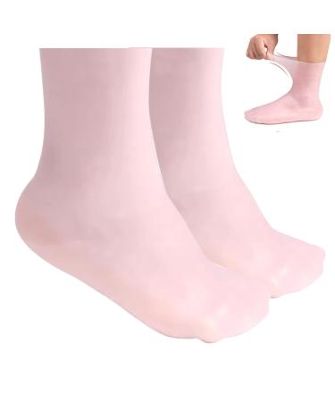 Silicone Moisturizing Socks 1 Pair Long Soft Gel Socks Anti Slip Women Foot Mask Socks Spa Pedicure for Dry Cracked Feet Softening Calluses Rough Skin L