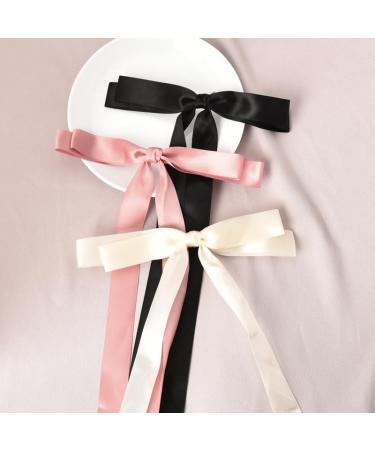 Hair Ribbon Bow Clip for Women Tassel Ribbon Bowknot Hair Clips With Long Tail Hair Bow for Girls Hair Bow Ties Long Silk Ribbon for Hair Barettes Accessories for Wedding Party Decoration - Buy Online on SooperMarket.com