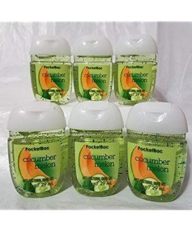 Bath and Body Works Pocketbac Hand Sanitizers Cucumber Melon 6 Pack bundle. 1 Oz