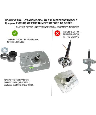 Buy EQUIP. DR US KIT for EAP8746231 PS8746231 EDR6231 X1 - Compatible Kenmore/Sears Laundry Combo Transmission & Support - International Shipping Available - Buy Online on SooperMarket.com