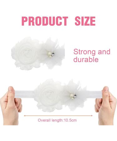 Eodkse White Elastic Flower Headband for Baby Girls | Lace Pearls & Flowers | Perfect Newborn & Toddler Hair Accessory for Photo Shoots - Buy Online on SooperMarket.com