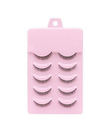 5Pcs False Eyelashes Short Fake Mink Lashes Enlarge Eyes Natural Perfect Fitting Artificial Fiber Extensions Eye Lashes Fake Lashes False Eyelashes and Adhesives Women's Make Up Tools(8mm)