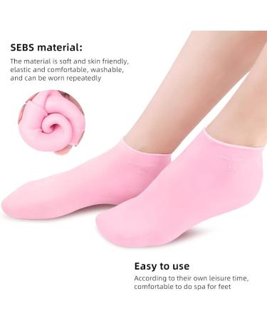Silicone Gel Moisturizing Socks for Dry, Cracked Feet | Spa Foot Care Waterproof Socks | Fits US Size 6-9 | Pink - Buy Online on SooperMarket.com
