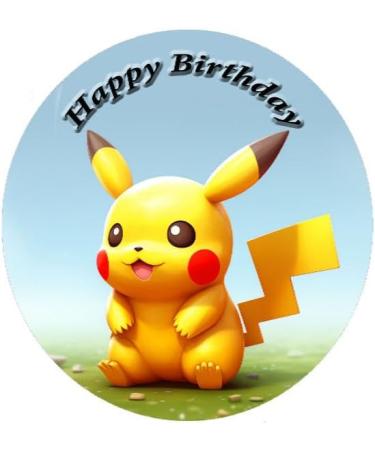 Birthday Cake Picture with Pikachu Pokemon Motif: Edible Photo for Cakes Cake Image Cake Topper Diameter 20 cm Food Paper Pikachu Pokemon No. 19 - Buy Online on SooperMarket.com