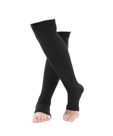 Calf compression stockings for men and women compression stockings calf knee support socks for varicose vein relief breathable elastic footstulps for varicose veins and lymphedema (S/M) S/m black