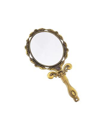 KALLORY Vintage Hand Mirror Makeup Cosmetic Mirror Folding Metal Mirror Pocket Compact Mirror for Women Travel Supplies  Bronze