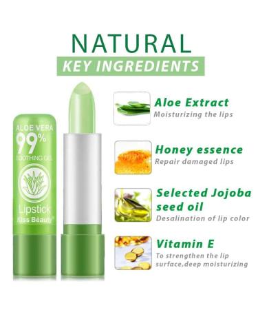 5-Piece Aloe Vera Lipstick Set - Magic Color Change Lip Balm Long-Lasting Moisturizer & Aloe Vera Jelly Makeup - Buy Online on SooperMarket.com