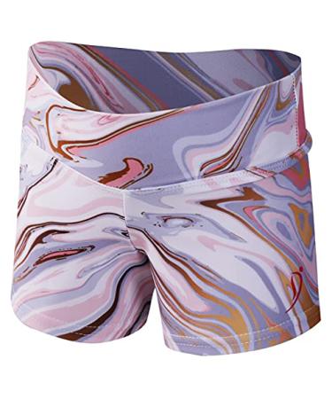 Dancina Marble Line Gymnastics Leotards for Girls with Matching Shorts Ages 4-12 12 Pink & Gold Shorts