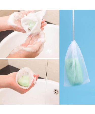 Healifty 20Pcs Exfoliating Mesh Soap Saver Bags - Handmade Bubble Foam Net for Longer-Lasting Soap | White - Buy Online on SooperMarket.com