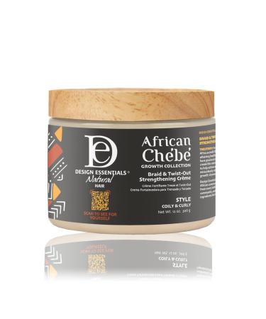 NASC Design Essentials African Chebe Growth Collection Braid & Twist-Out Strengthening Creme 12oz for Style Coily & Curly
