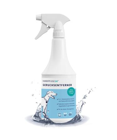 Dog care24 Smell remover & stain remover spray 1l - extremely strong effect in dogs & cats urine feces vomit sweat smell saliva - natural odor neutralizer & cleaner