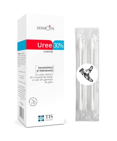 TIS HRERN -MARN -CREME 30% - Urea cream 50g - eczema keratosis psoriasis dry cracked skin - peeling foot cream - scar removal wounds skin dandruff |Lactic acid aha wheat germ oil + cotton swab 50 ml (1 Pack)
