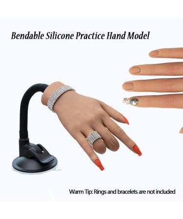 Silicone Nail Practice Hand with 50Pcs Nail Tips - Realistic Acrylic Nails Mannequin (Right Hand) - Buy Online on SooperMarket.com