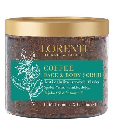 Lorenti Coffee Scrub Face & Body | Jojoba Oil & Vitamin E Anti Cellulite Stretch Marks Spider Veins Wrinkle Detox 500ml