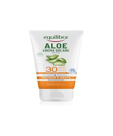 Equilibra solari aloe sunscreen LSF 30 based on aloe vera vitamin C and e argan oil coconut oil and shea butter ensures healthy and natural tanning water -resistant 150 ml 150 ml (1 Pack)