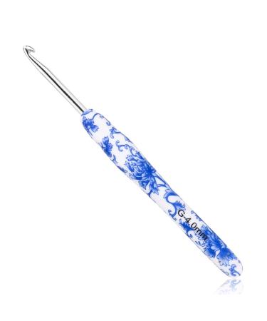 BCMRUN 4 mm(G) Crochet Hook, Ergonomic Handle for Arthritic Hands, Soft Rubber Grip Extra Long Knitting Needles for Beginners and Knitting Crocheting Yarn (4.0mm-G)